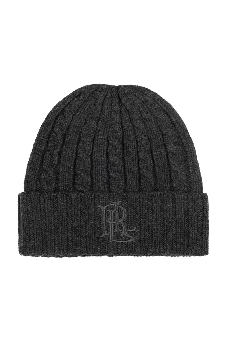 core cable logo hat, Main, color, onyx heather