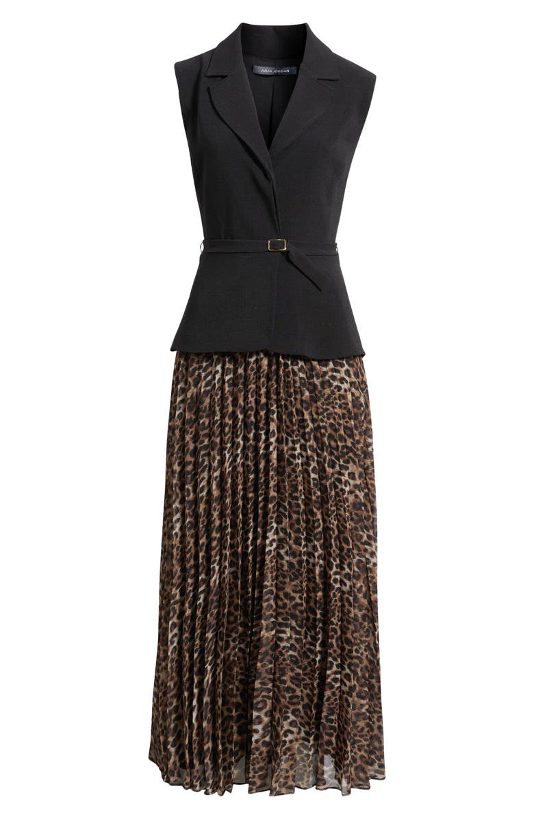 Julia Jordan Faux Two-Piece Sleeveless Belted Maxi Dress, Alternate, color, Black Brown