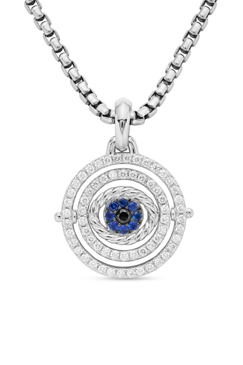 Evil Eye Mobile Amulet in 18K White Gold with Pavé Blue Sapphire and Diamonds, Main, color, BLUE SAPPHIRE/WHITE GOLD