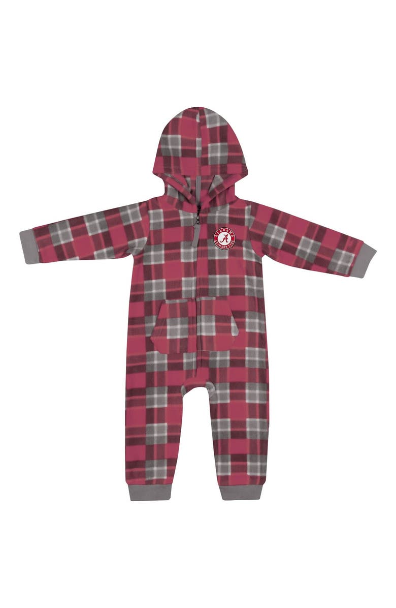 COLOSSEUM Infant Colosseum  Crimson Alabama Crimson Tide Full-Zip Plaid Hoodie Long Sleeve Jumper, Alternate, color, Crimson