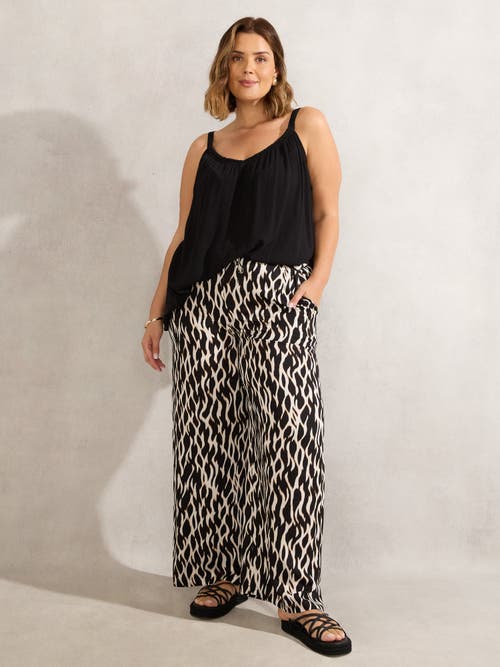 Live Unlimited Drawstring Waist Wide Leg Pants In Multi