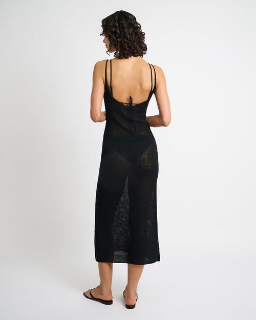Onia Textured Linen Sweater Scoop Maxi Dress In Black