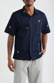 Service Works Cross Stitch Organic Cotton Button-Up Shirt