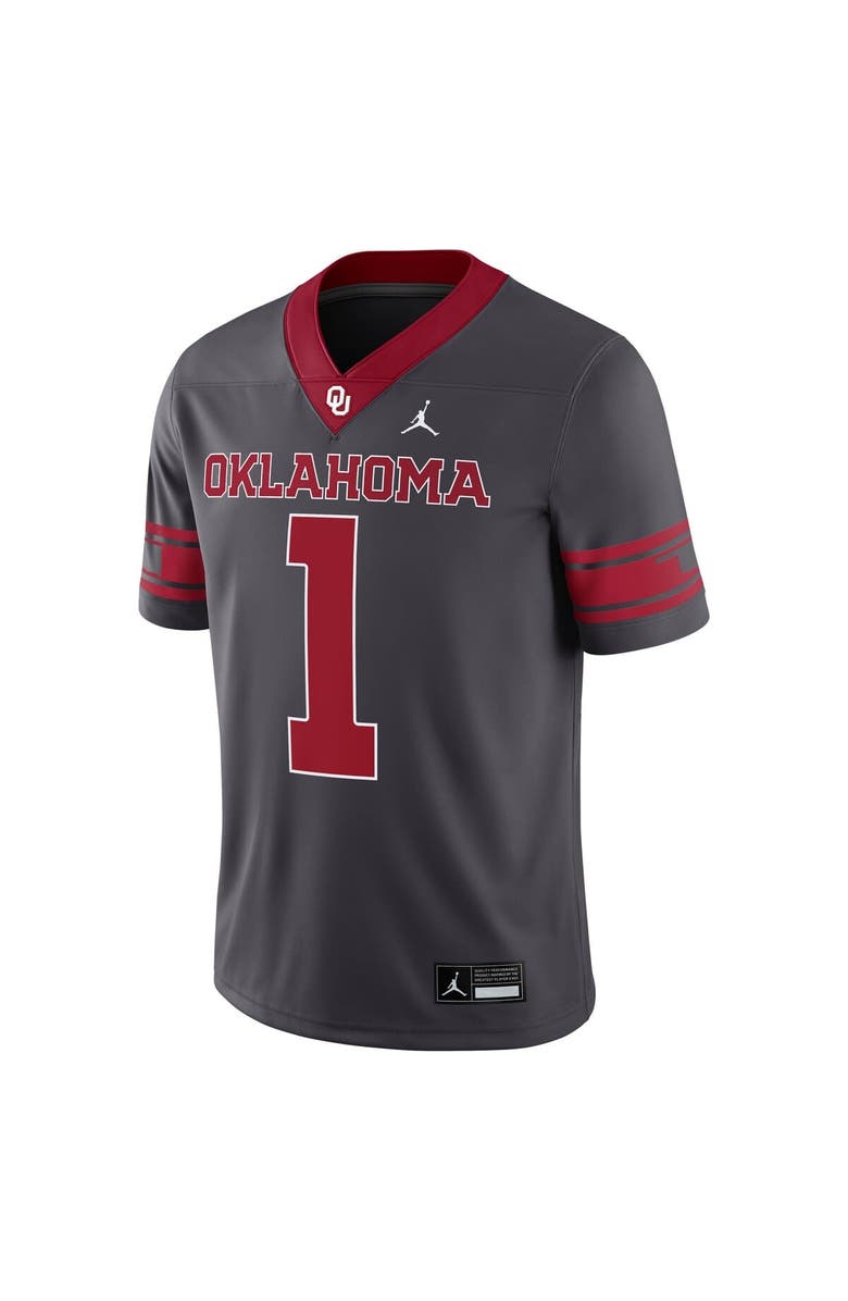 Jordan Brand Men's Jordan Brand #1 Anthracite Oklahoma Sooners Alternate Game Jersey, Alternate, color, Anthracite