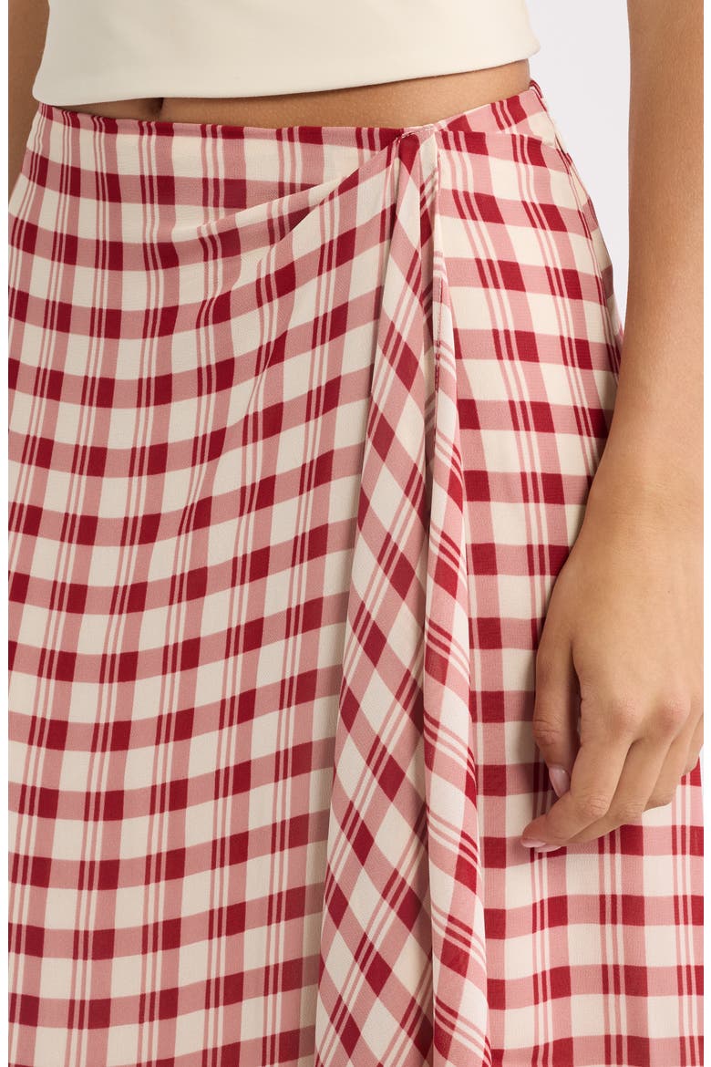 Cece Check Midi Skirt, Alternate, color, SANGRE CHECK
