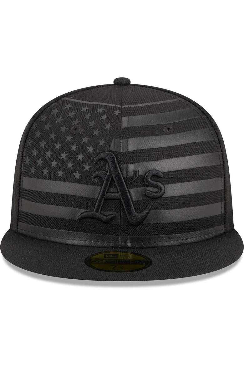 Men's New Era  Black Oakland Athletics Tonal Flag 59FIFTY Fitted Hat, Alternate, color, Black
