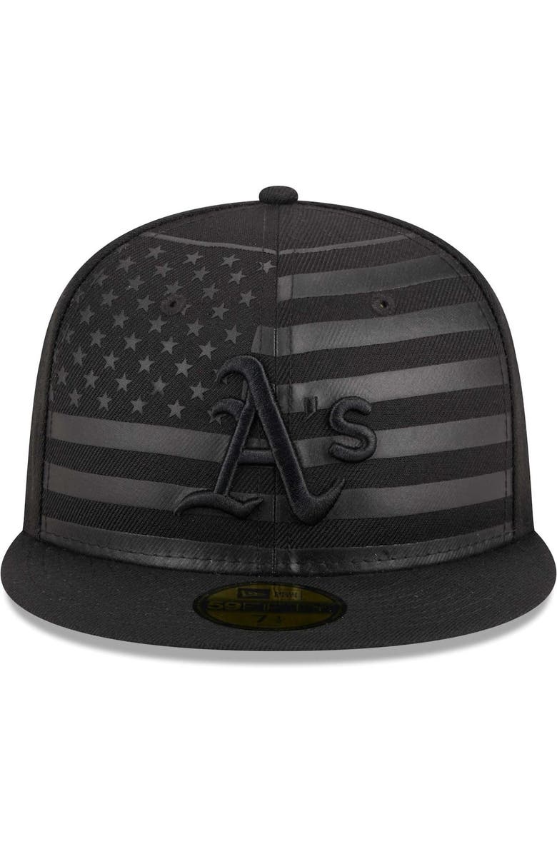 New Era Men's New Era  Black Oakland Athletics Tonal Flag 59FIFTY Fitted Hat, Alternate, color, 