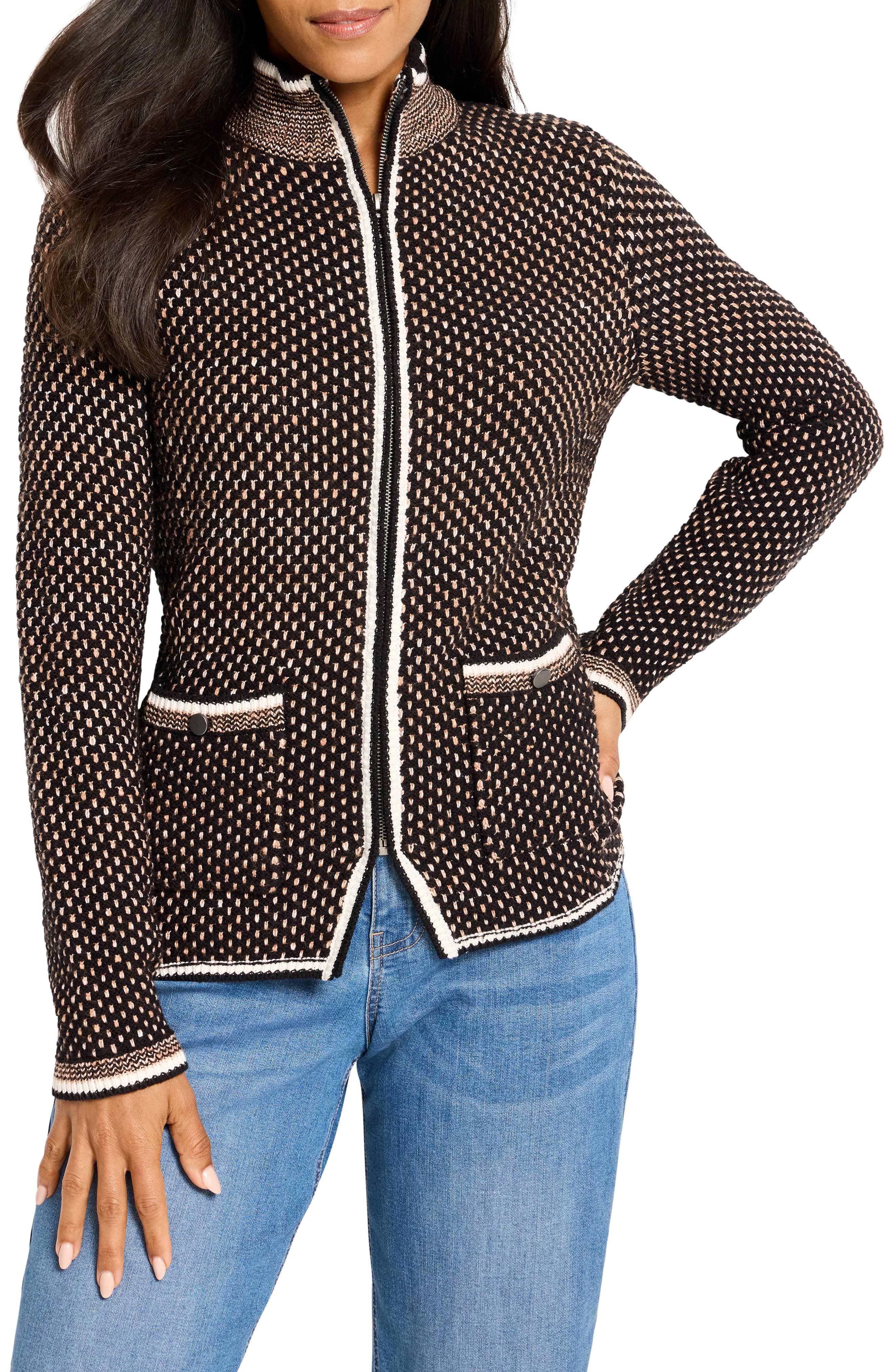 NIC+ZOE Brick Stitch Knit Jacket