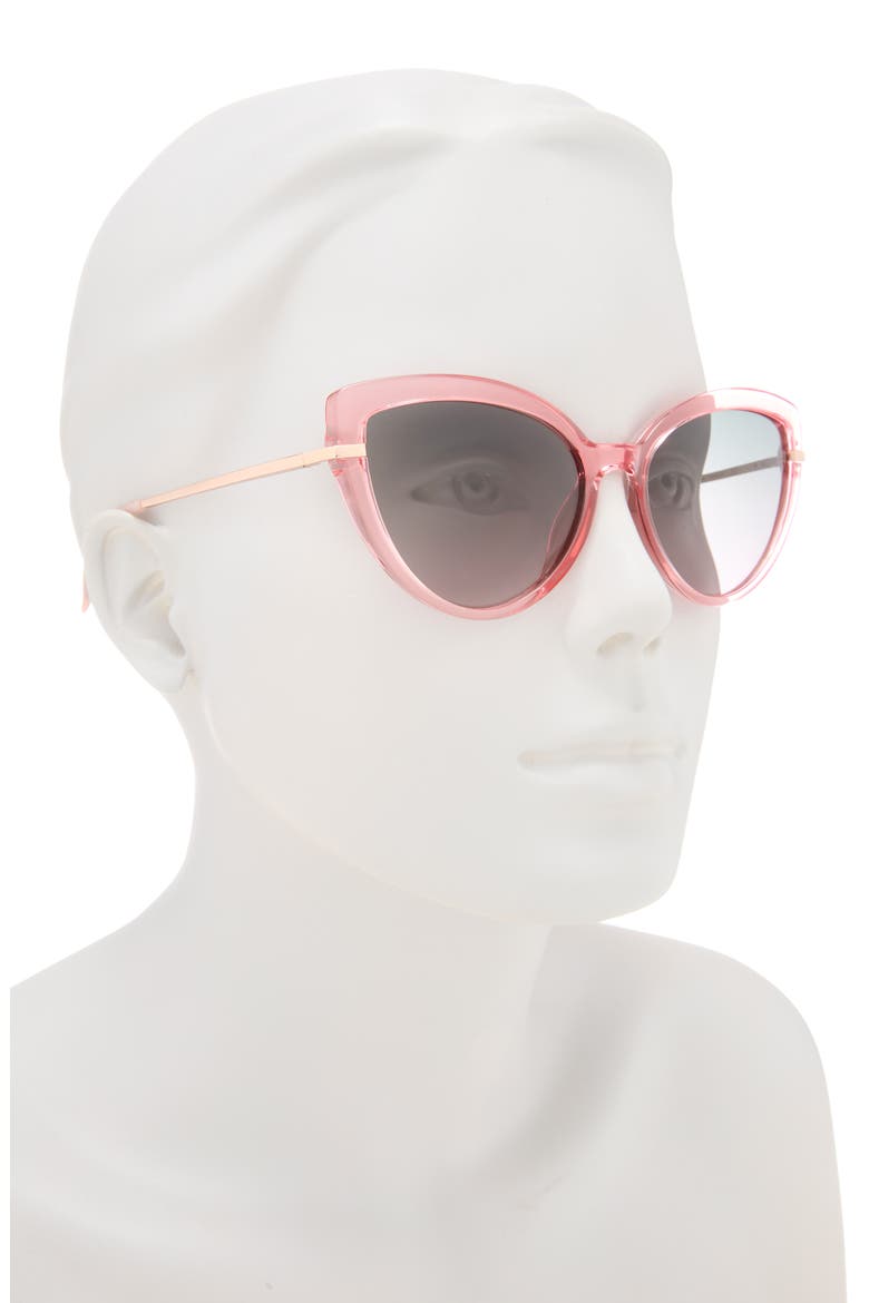 Aubrey 55mm Polarized Cat Eye Sunglasses, Alternate, color, BLUSH PINK