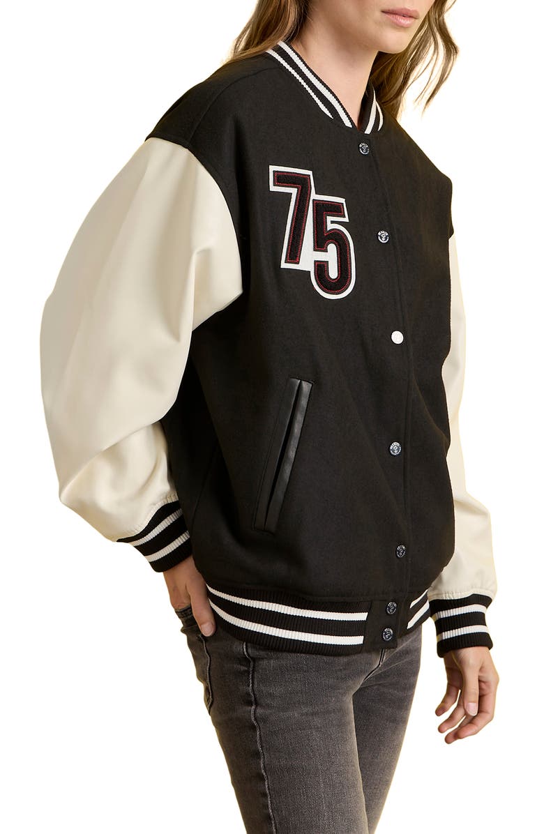 Sanctuary '75 Varsity Jacket, Alternate, color, Black/ White