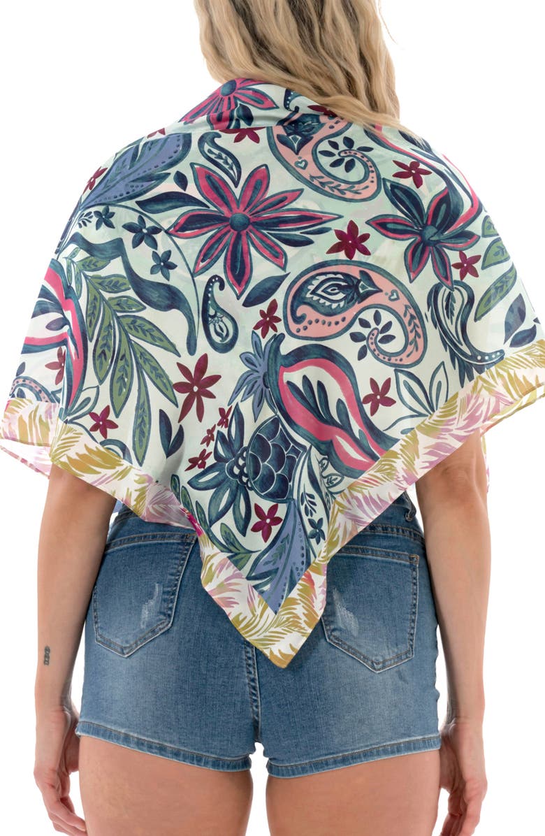 Nicole Miller Paisley Square Scarf, Alternate, color, Blue