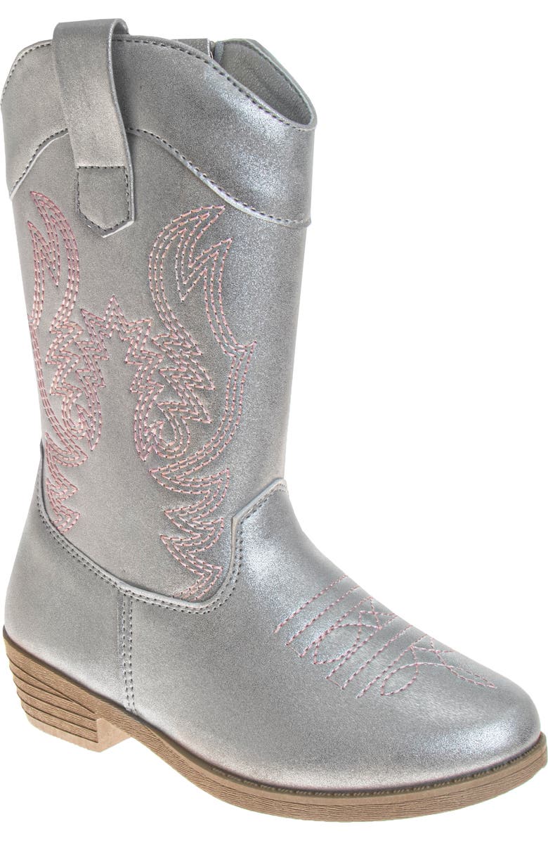 Kensie Girl Cowgirl Western Boots., Main, color, Silver