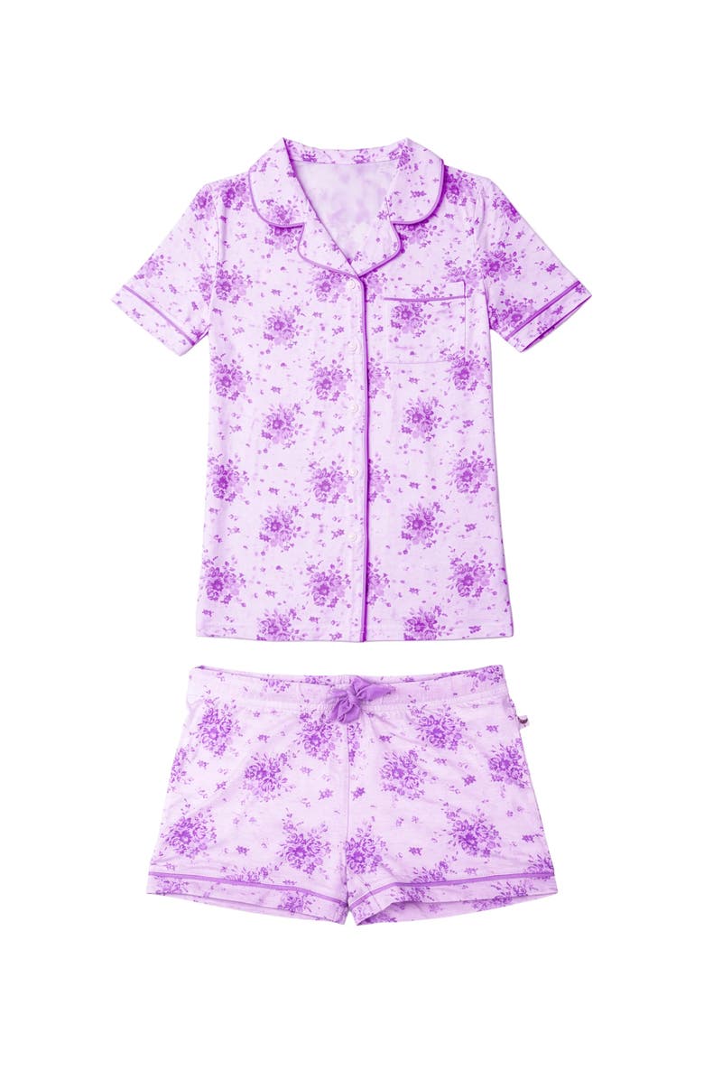 Preppy Goose Floral Print Short Sleeve Jersey PJ, Main, color, Orchid