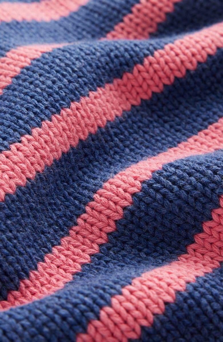 Boden Lucy Stripe Chunky Crop Cotton Sweater, Alternate, color, Blue, Pink Stripe