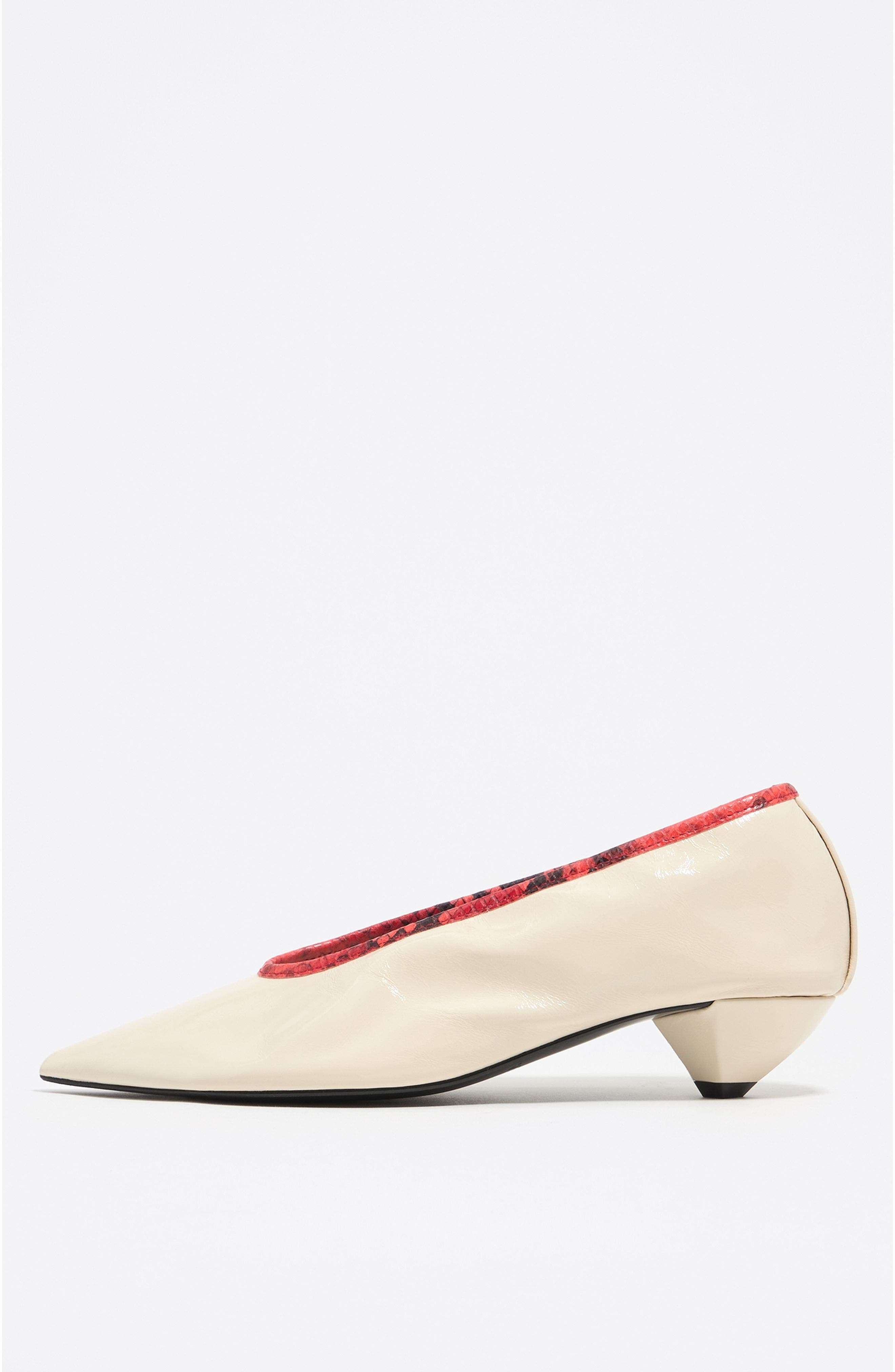 Bimba y Lola Leather Small Heel Court Shoe, Main, color, Ivory