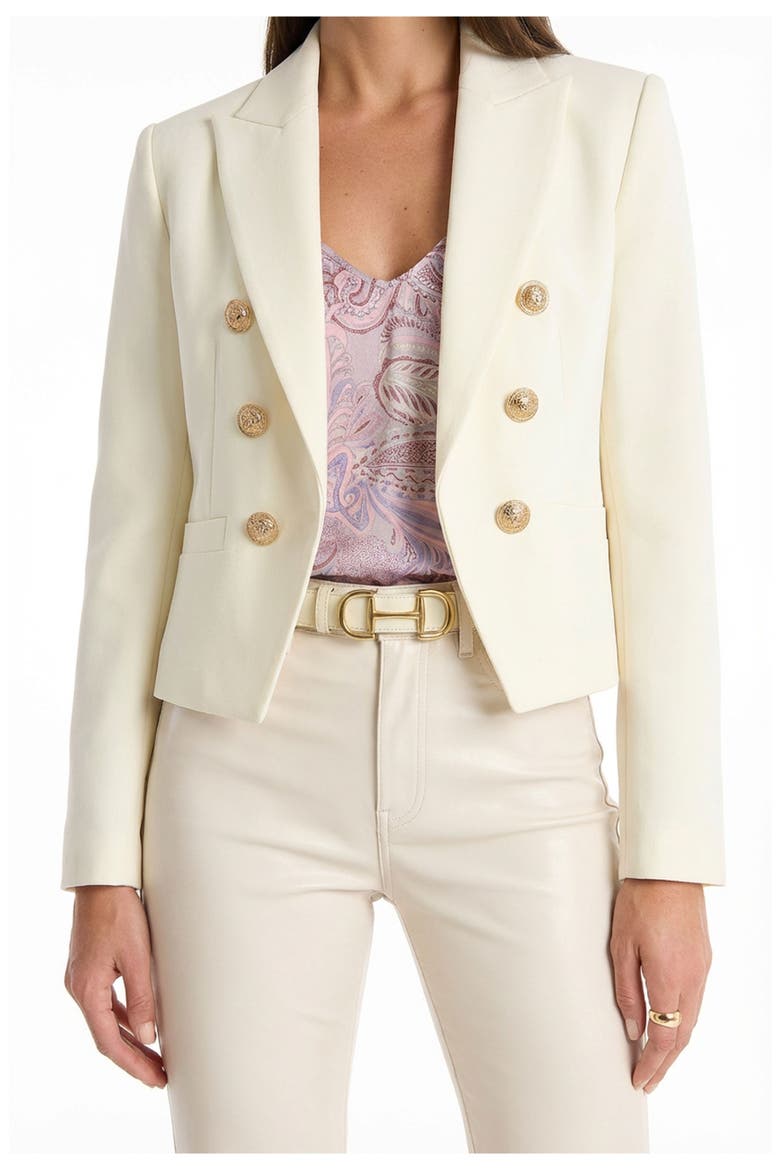 Gabrielle Double Breasted Tweed Blazer, Alternate, color, Pearl