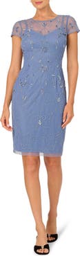 Adrianna Papell Beaded Mesh Cocktail Dress