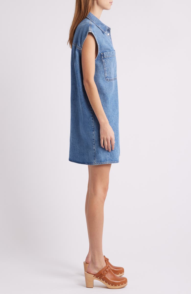 FRAME The Sleeveless Denim Mini Shirtdress, Alternate, color, Method