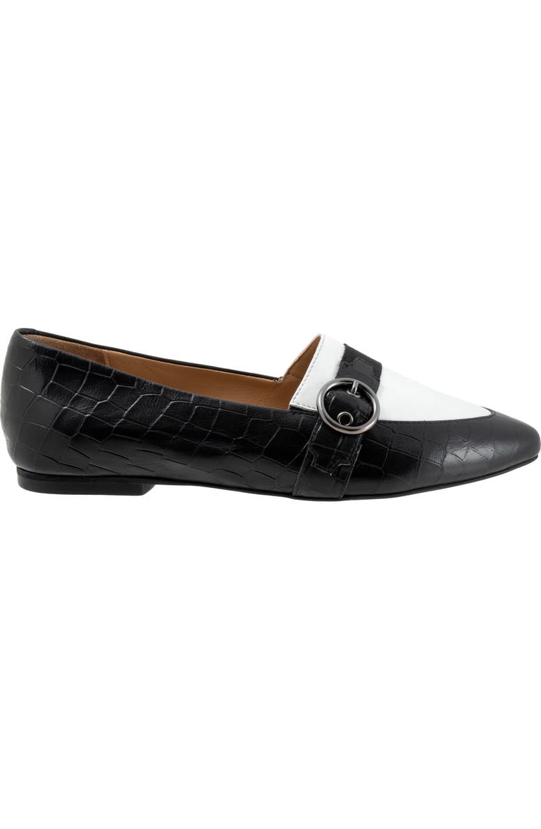 Trotters Emmett Pointed Toe Loafer Flat, Alternate, color, Black/ White