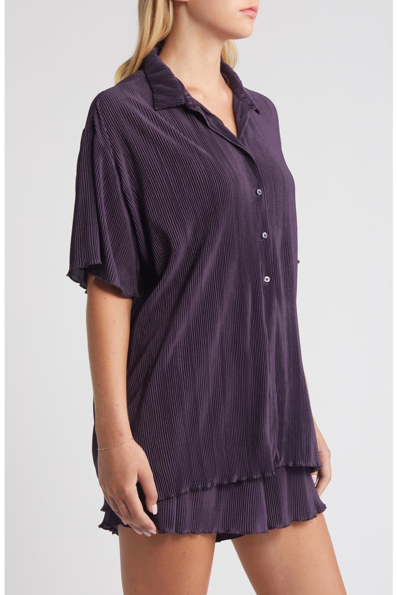 Plissé Short Pajamas, Alternate, color, PURPLE NIGHT