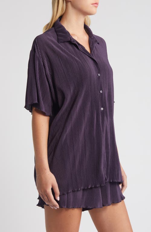 Open Edit Plissé Short Pajamas In Purple Night