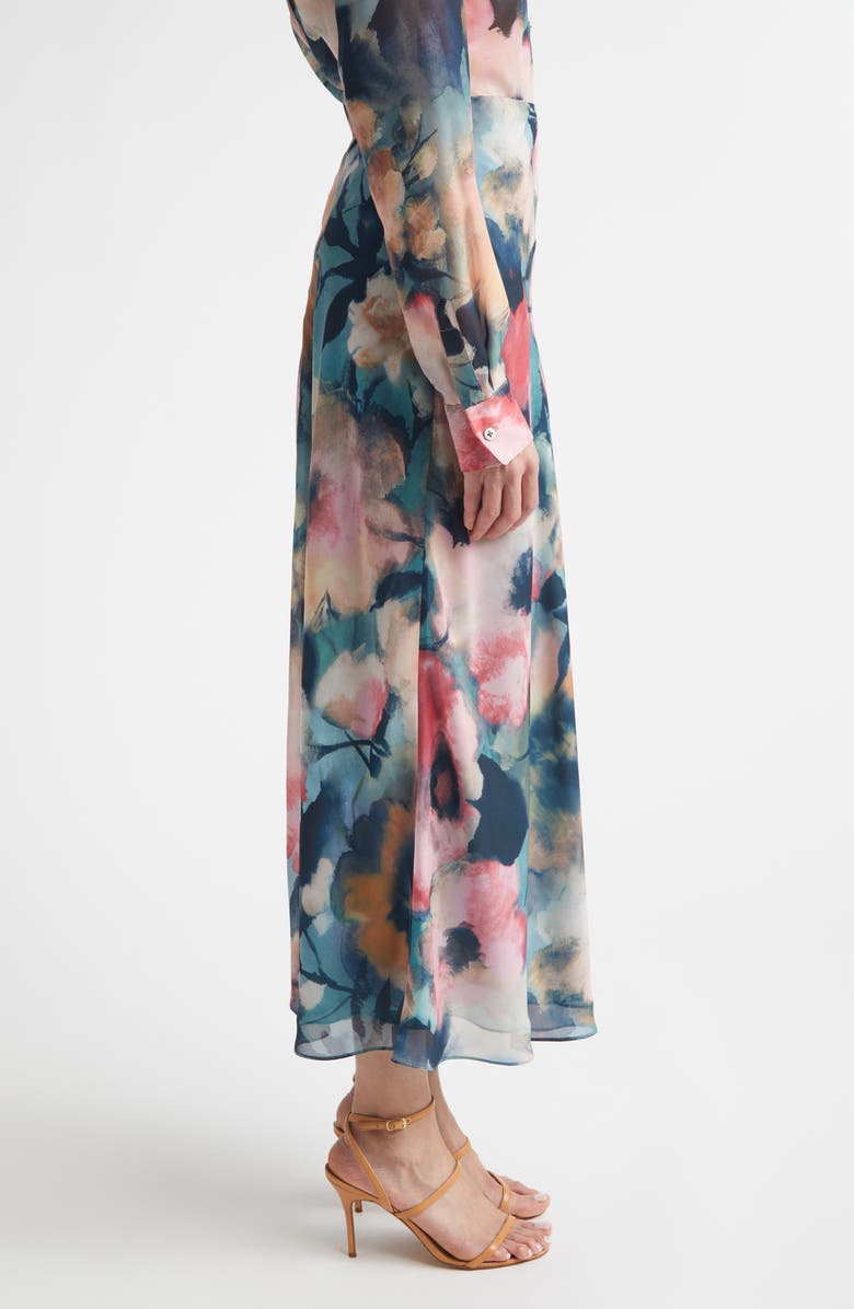 Lela Rose Abstract Floral Chiffon A-Line Skirt, Alternate, color, Mist Multi
