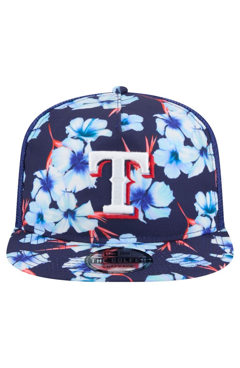 New Era Men's New Era Royal Texas Rangers Adventure Pattern Golfer Trucker Snapback Hat, Alternate, color, Royal