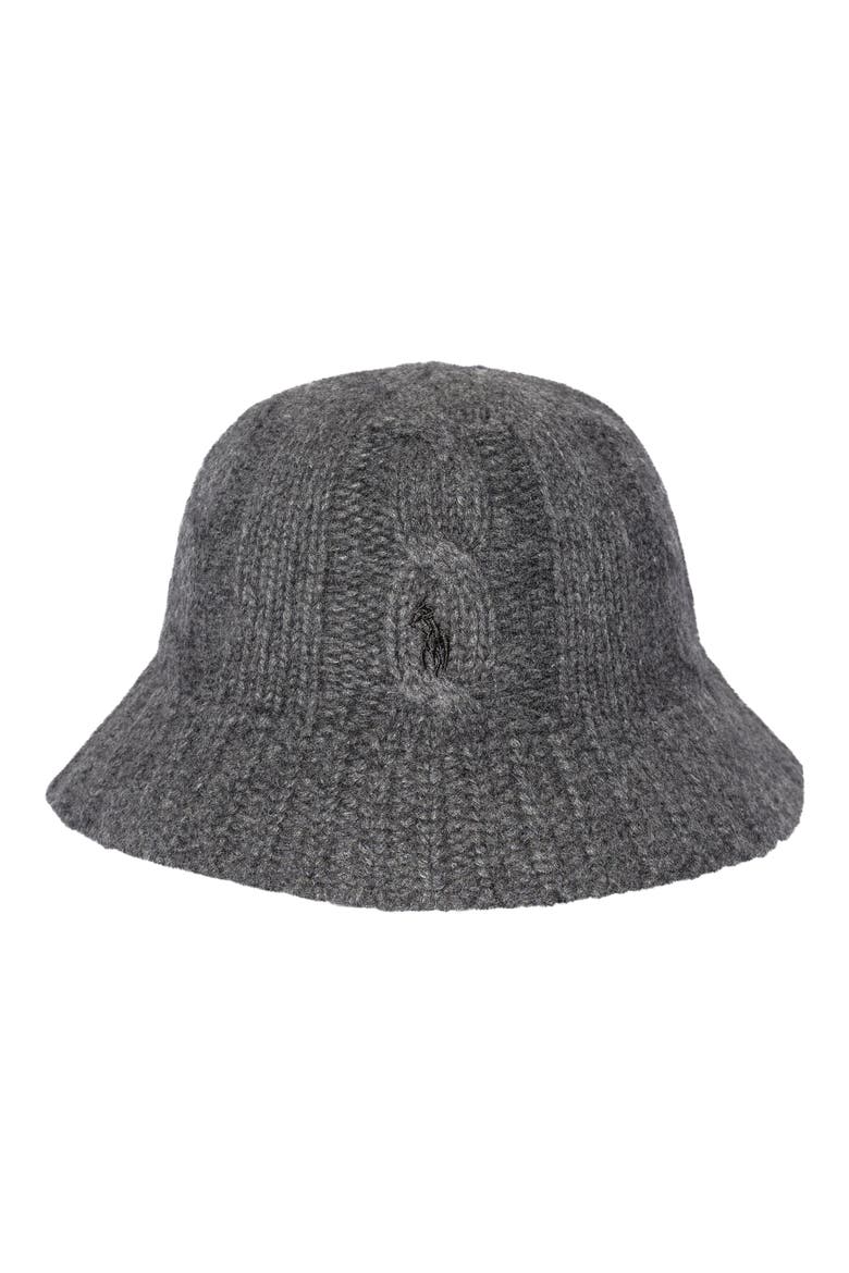 Classic Merino Wool Blend Cable Bucket Hat, Main, color, CHARCOAL