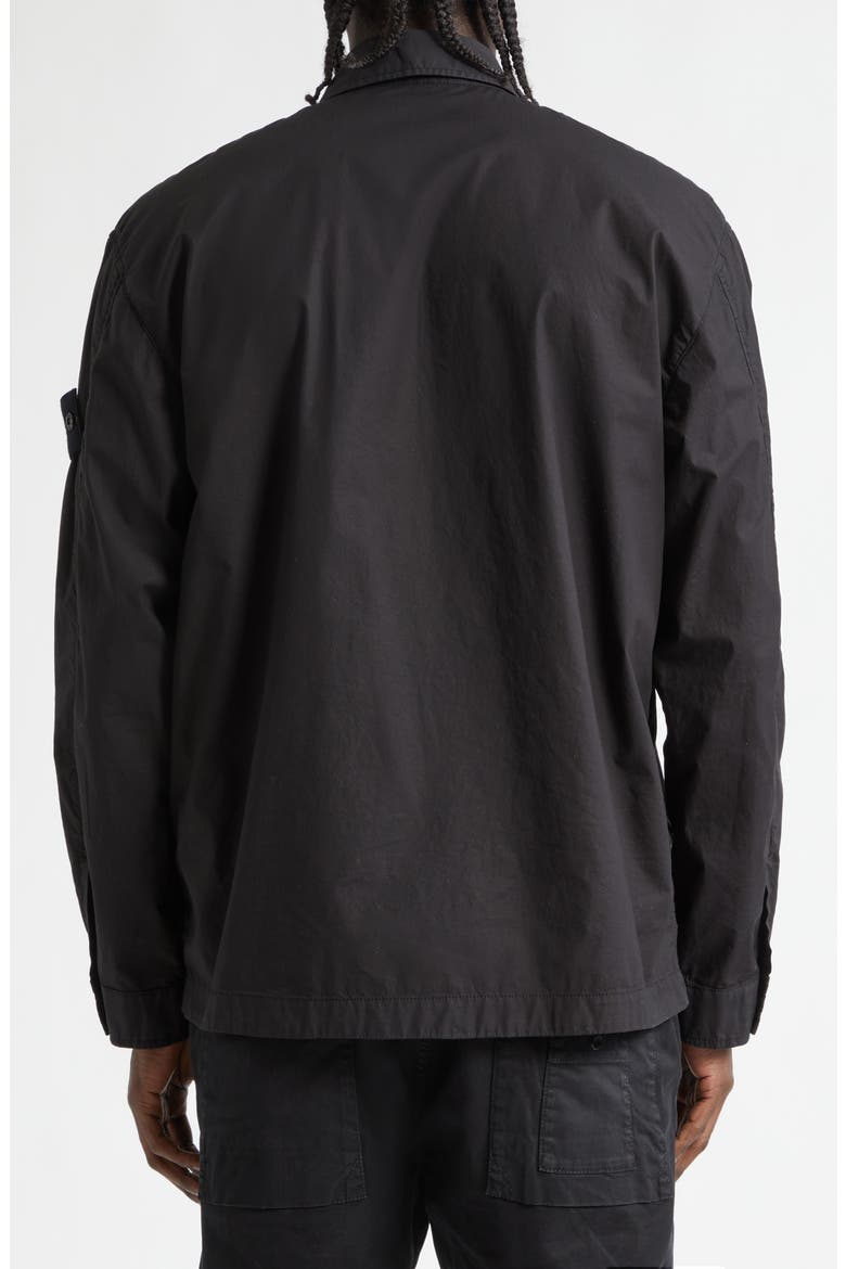 Compass Patch Stretch Cotton Canvas Overshirt, Alternate, color, BLACK