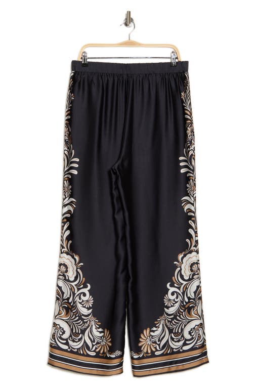 Ellen Tracy Placed Print Wide Leg Pull-on Pants In Blue