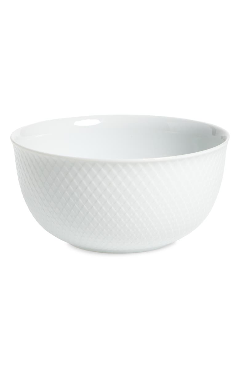 Lyngby Porcelaen Rhombe Serving Bowl, Main, color, White
