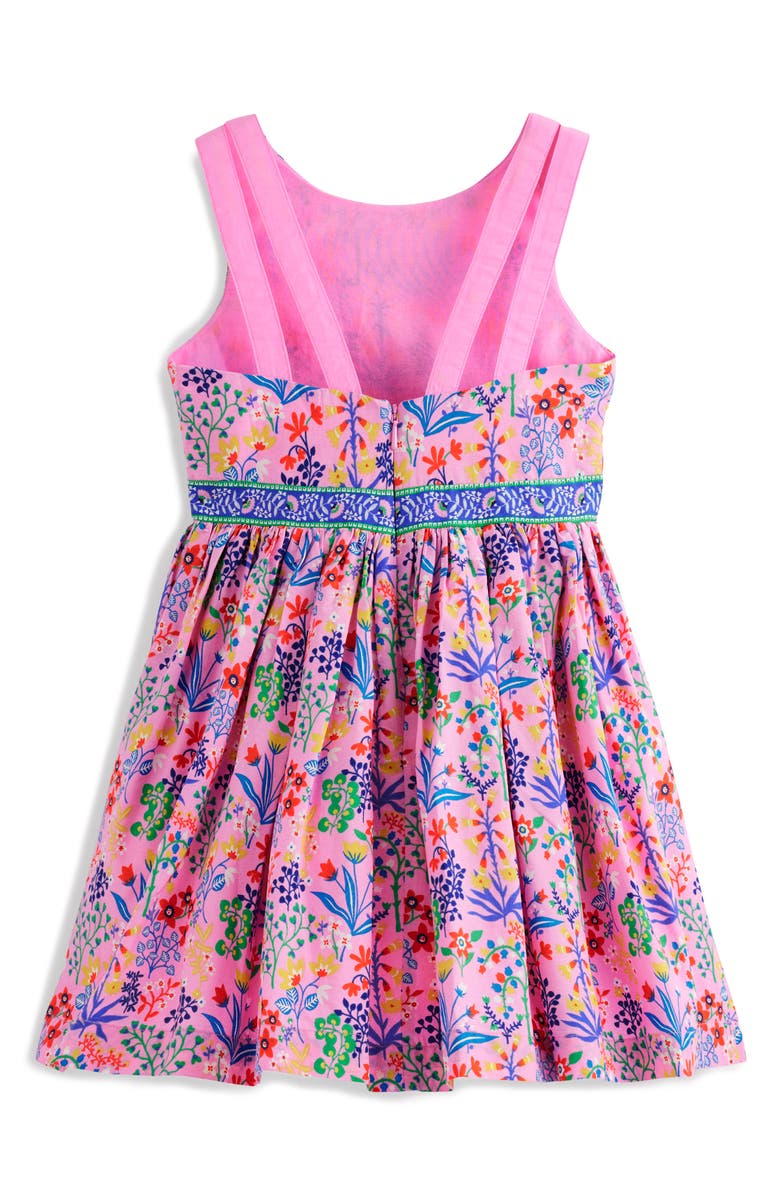 Mini Boden Kids' Floral Print Cotton Dress, Alternate, color, Meadowsweet Pink Garden Floral