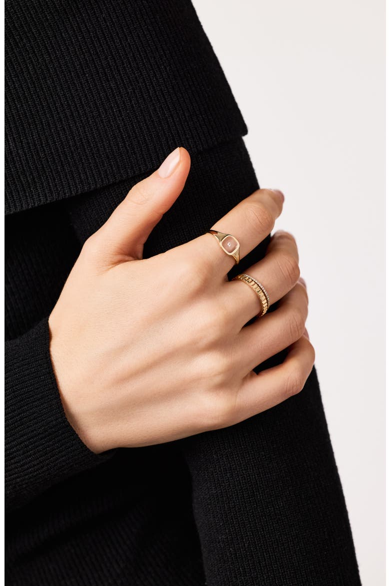 Solid Yellow Gold - Floating Diamond Signet Ring, Alternate, color, Gold