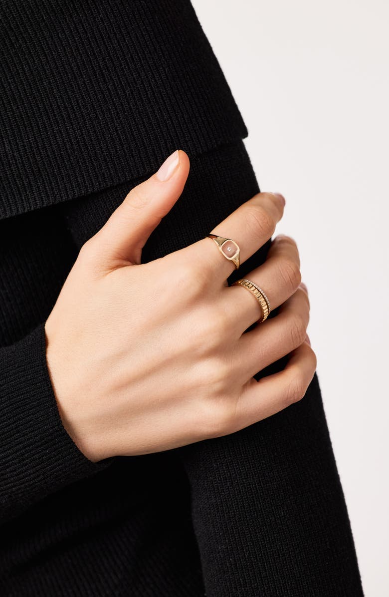 Ana Luisa Solid Yellow Gold - Floating Diamond Signet Ring, Alternate, color, Gold