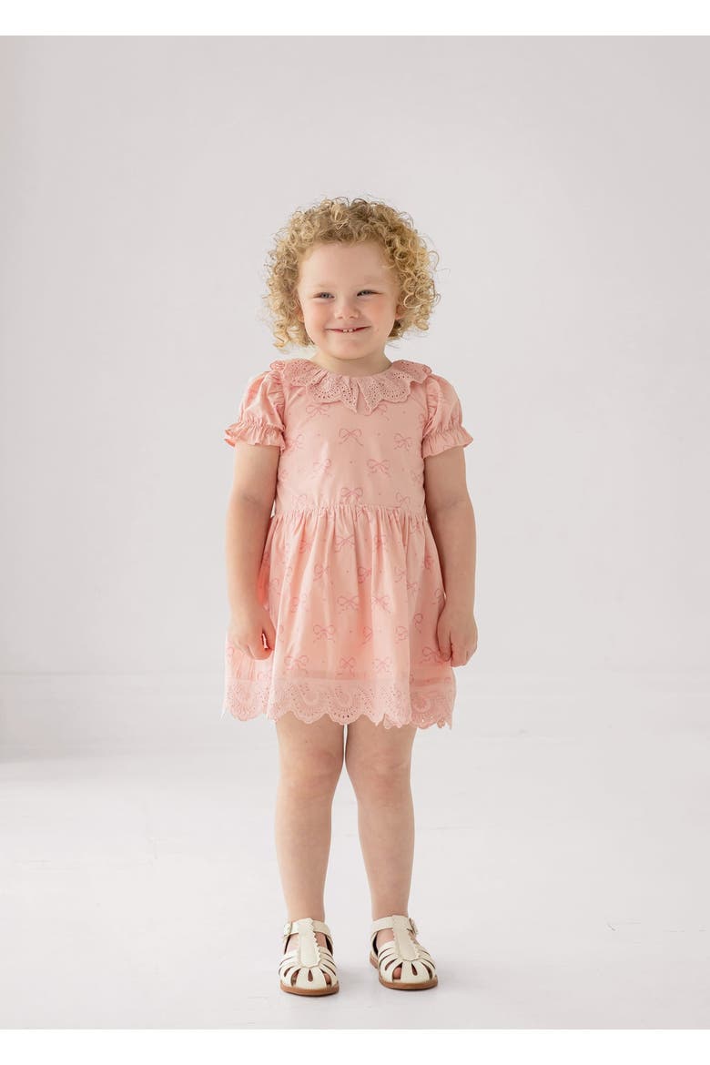 Lacy Bowkisses Short Sleeve Dress, Alternate, color, Pink