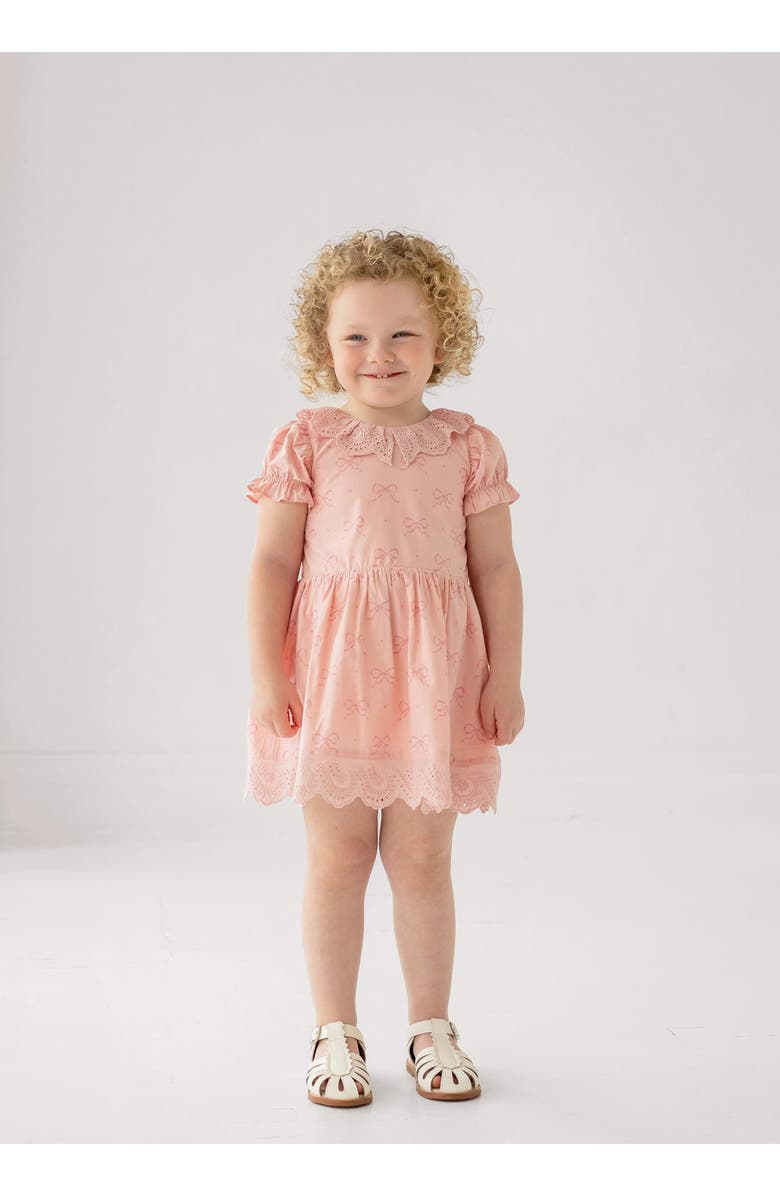 Mabel + Honey Lacy Bowkisses Short Sleeve Dress, Alternate, color, Pink