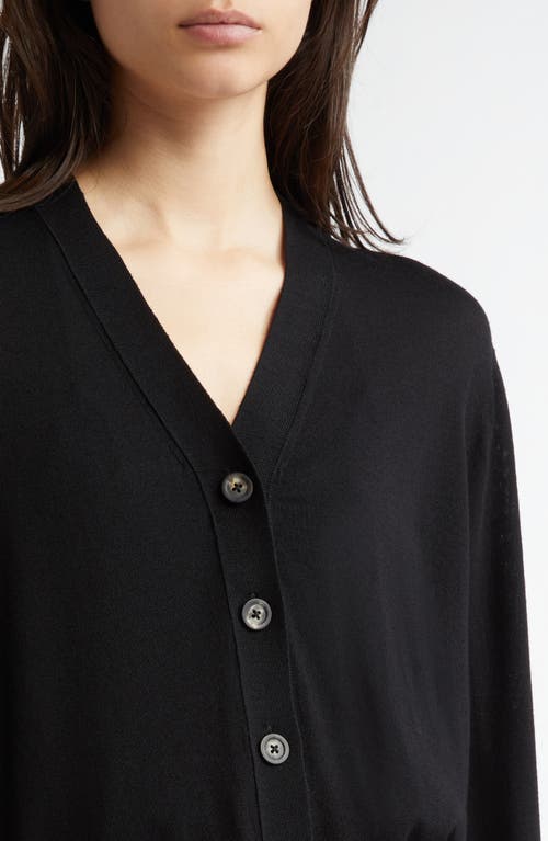 Johnstons Of Elgin Superfine Merino Wool V-neck Cardigan In Black