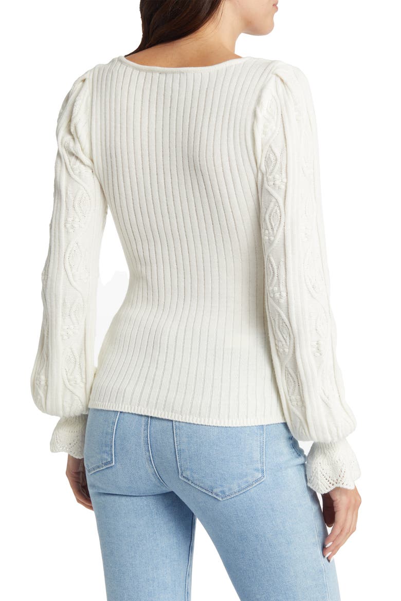 Europa Organic Cotton Blend Rib Sweater, Alternate, color, IVORY