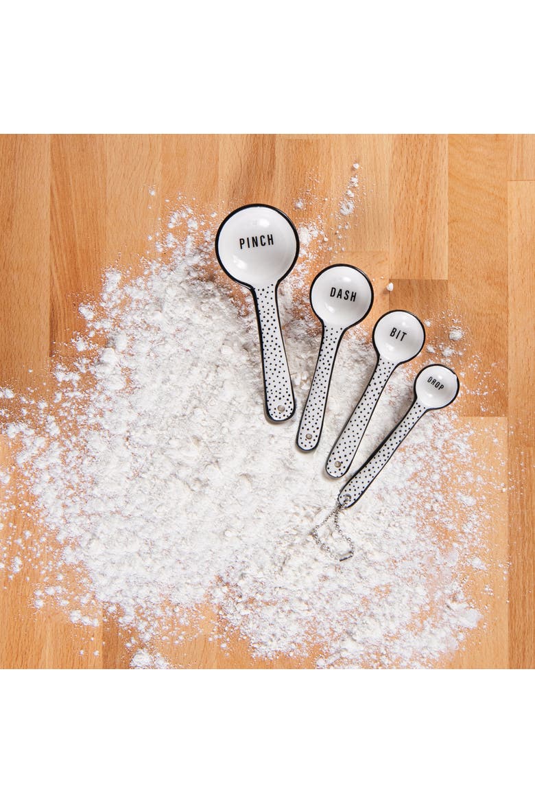 Cer Measuring Spoons Set of 4 Ceramic White, Alternate, color, White