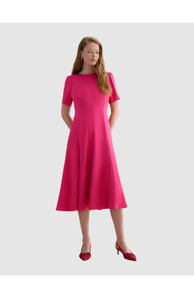 HOBBS LONDON Camille Satin Midi Dress, Main, color, Brightpink
