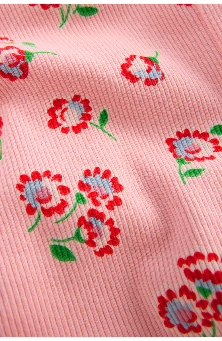 Mini Boden Kids' Stretch Cotton Rib Leggings, Alternate, color, Chalk Pink Daisy