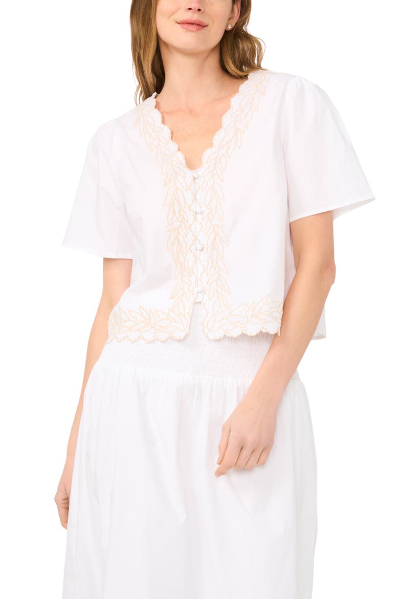 Embroidered Buttoned Cotton Shirt, Main, color, BRIGHT WHITE