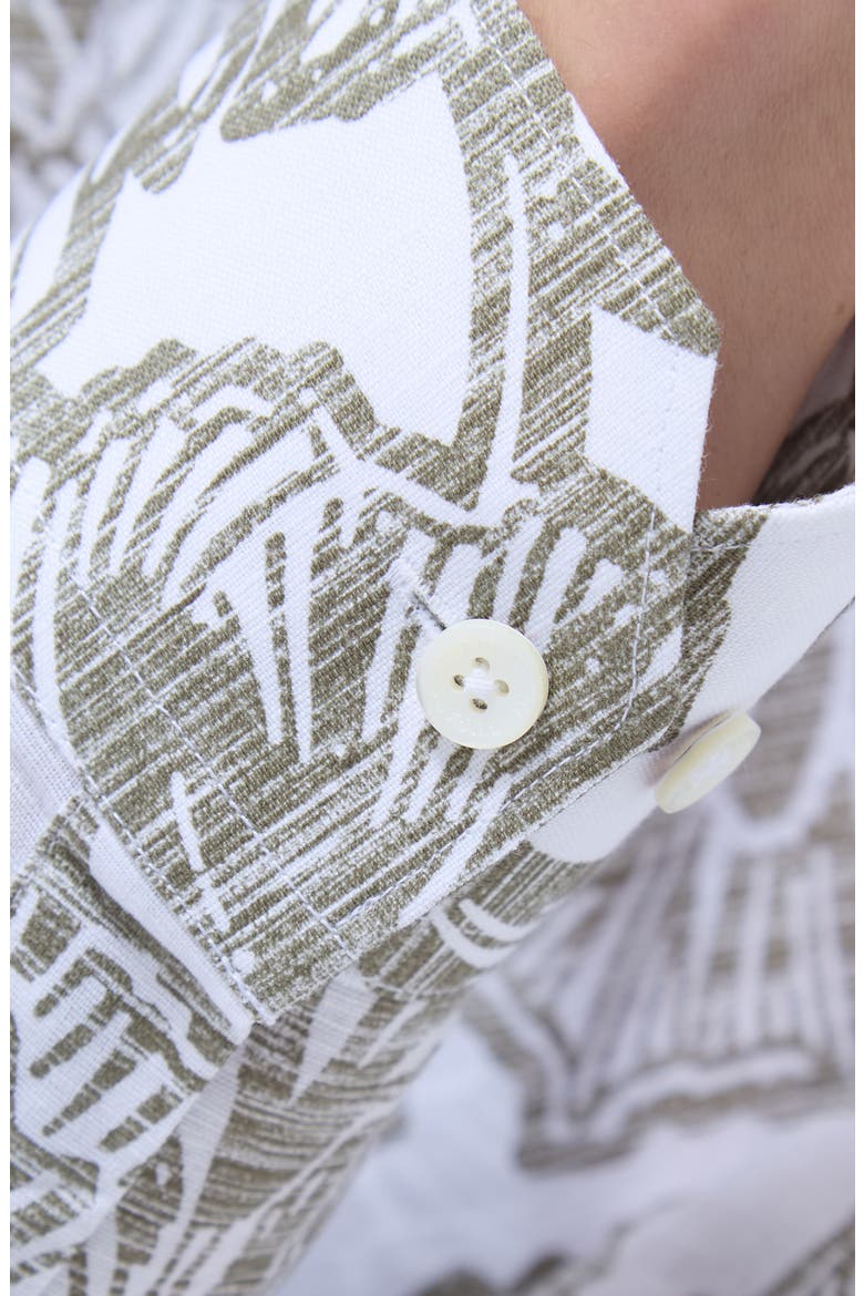 Julian Shaped Fit Linen Blend Button-Up Shirt, Alternate, color, OLIVE