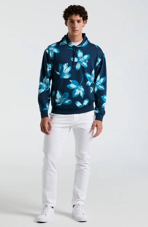 Original Penguin Floral French Terry Hoodie In Blue Wing Teal