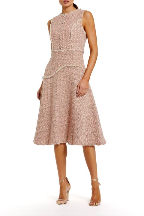 Boucle Sleeveless Button Up Midi Dress