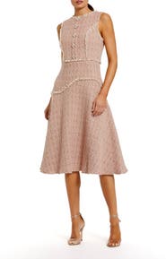 Mac Duggal Boucle Sleeveless Button Up Midi Dress