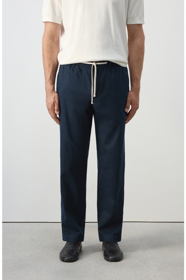 Relaxed Fit Cotton & Linen Pants, Alternate, color, NAVY
