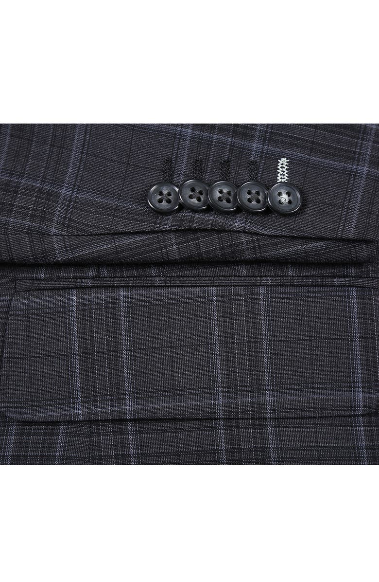 English Laundry Plaid Trim Fit Notch Lapel Two-Piece Suit, Alternate, color, Grey