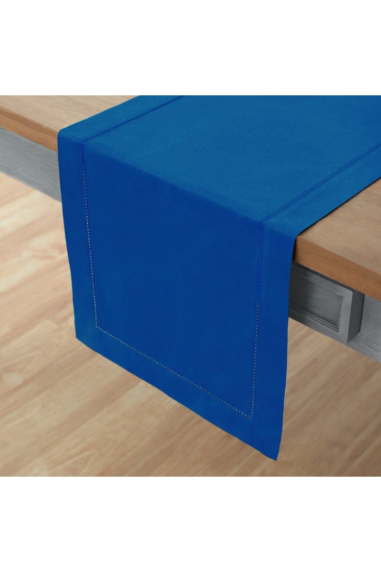 Cotton Linen Hemstitch Table Runner, Alternate, color, Blue
