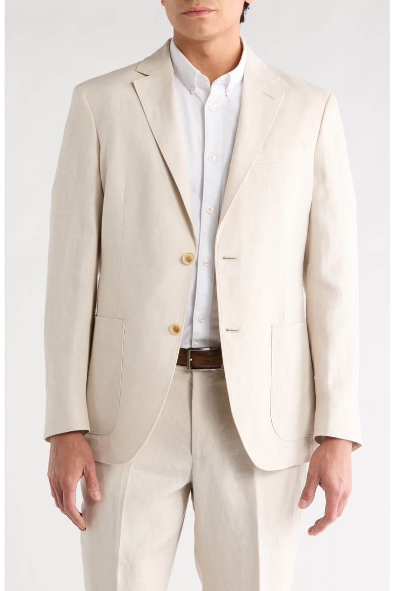 Solid Notch Lapel Linen Sport Coat, Main, color, GREY MOONBEAM